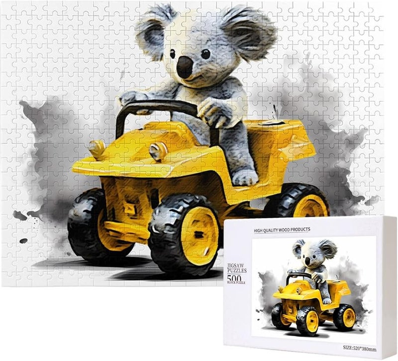 كوالا يتعلم القيادة 500 قطعة لغز للأشخاص البالغين ديكور المنزل 20.4 × 15 بوصة - Image 1